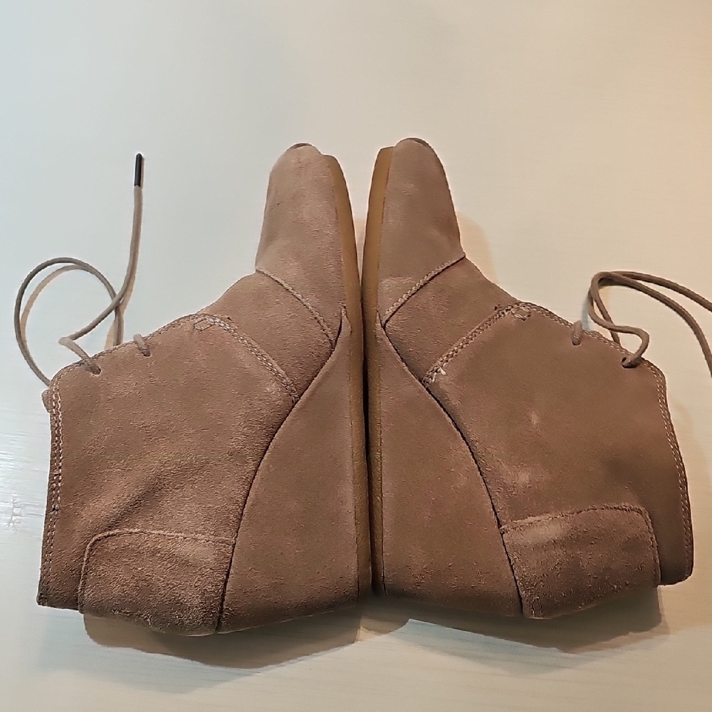 TOMS Women's Beige Suede Wedge Booties - Picture 7 of 7
